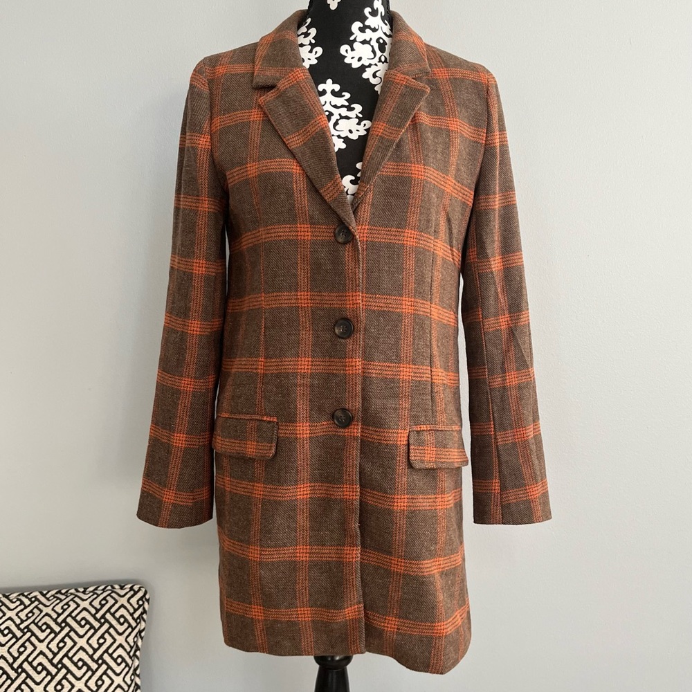 BB Dakota Steve Madden Plaid Longline Blazer Size Small Fall Academia